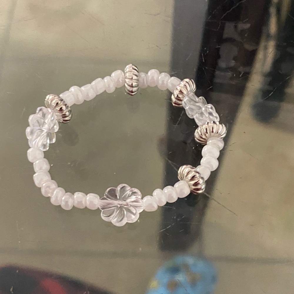 Elegant Silver and Pink Beaded Bracelet 2 are in stock